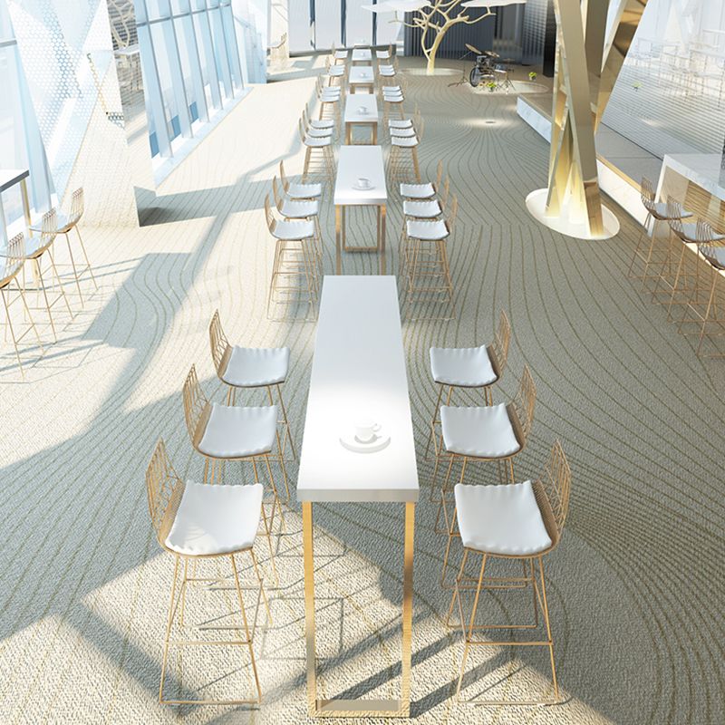 Solid Wood Counter Height Table White Top and Gold Base Bar Table