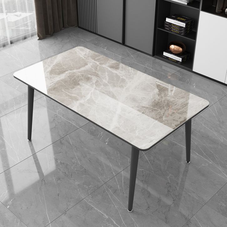 Sintered Stone Two-Color Dining Table Simplicity 4 Legs Table for Dining Room