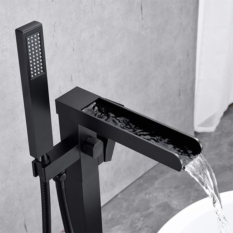 Modern Deck Mounted Copper Tub Faucet Low Arc Waterfall Tub Faucet