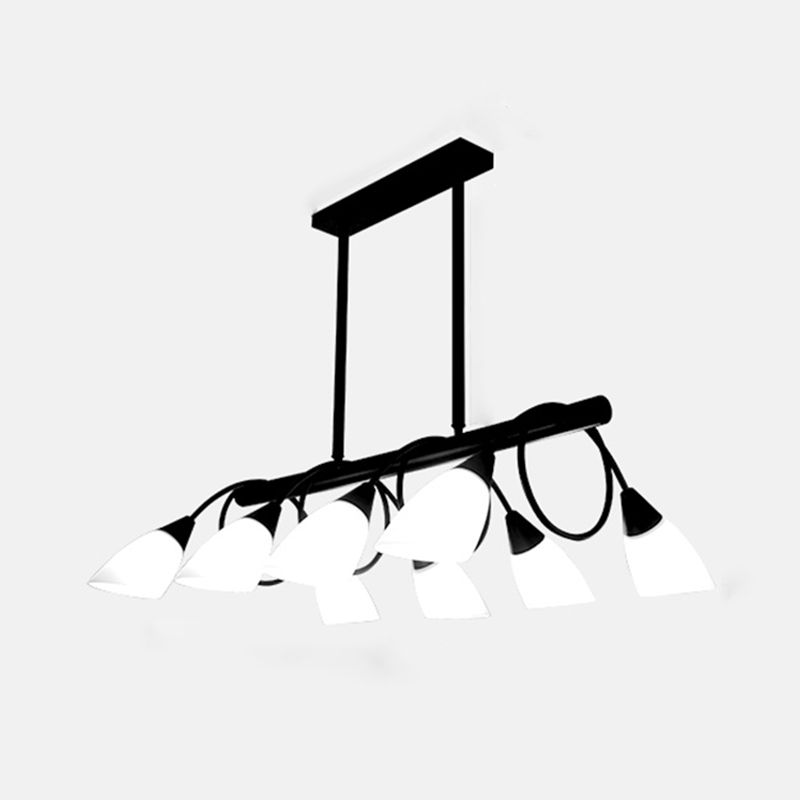 Glass Shaded Island Lighting Fixture Minimalist Style White Island Pendant Light