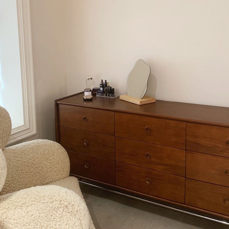 Ultra-Modern Horizontal Double Dresser Solid Wood Storage Chest Dresser for Bedroom