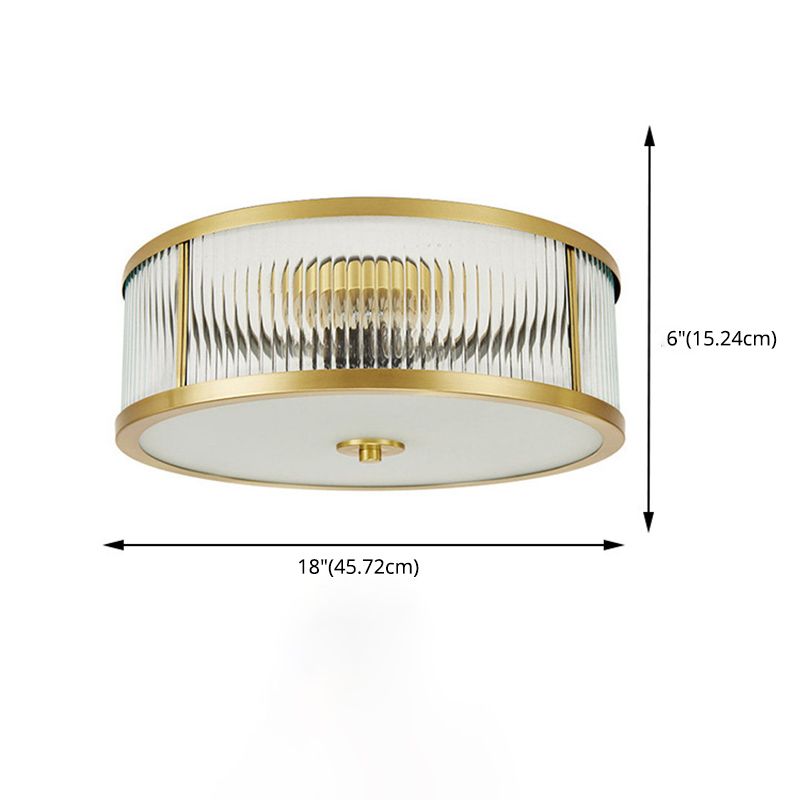 Colonial Classic round plafonnier cuivre intérieur encastré avec abat - jour en verre transparent