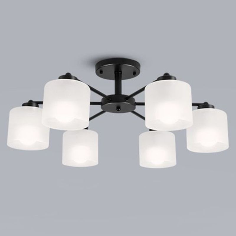 Contemporary Ceiling Lighting Black Semi Flush Mount Fixture with Glass for Living Room