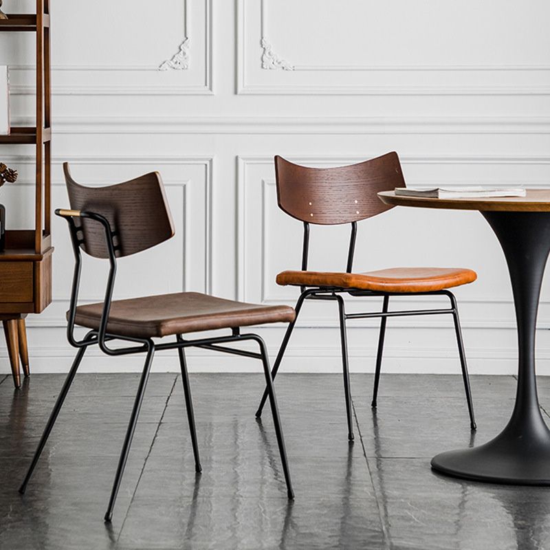 Metal Industrial Style Side Chair Open Back Armless Chair for Patio Use