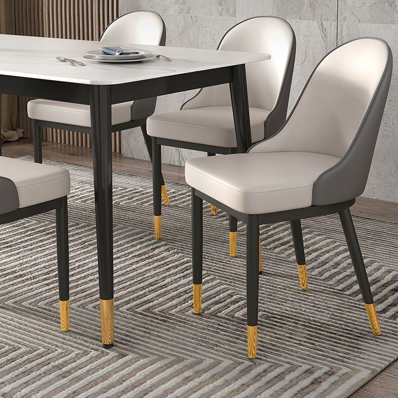 Table à manger de luxe traditionnelle Table à manger en pierre fritrée avec 4 jambes pour salle à manger