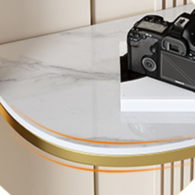 Half Moon Stone Top Console Table with Iron Pedestal Base Accent Table