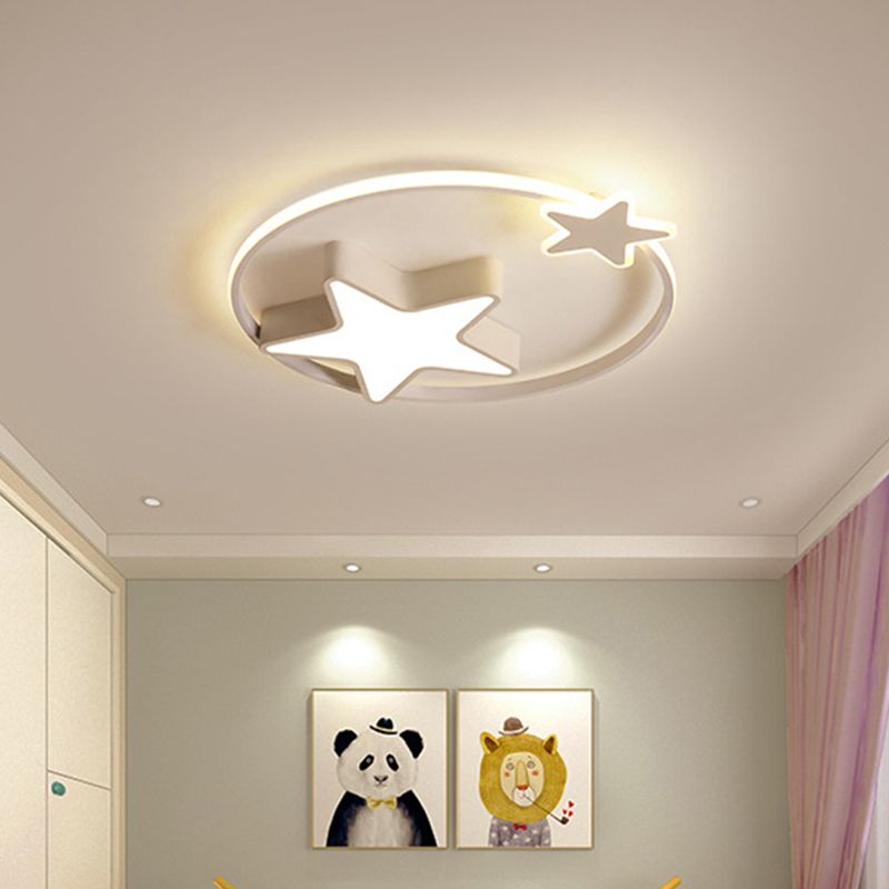 Lámpara empotrada de estrella acrílica, accesorio creativo LED montado en el techo en blanco/rosa para dormitorio