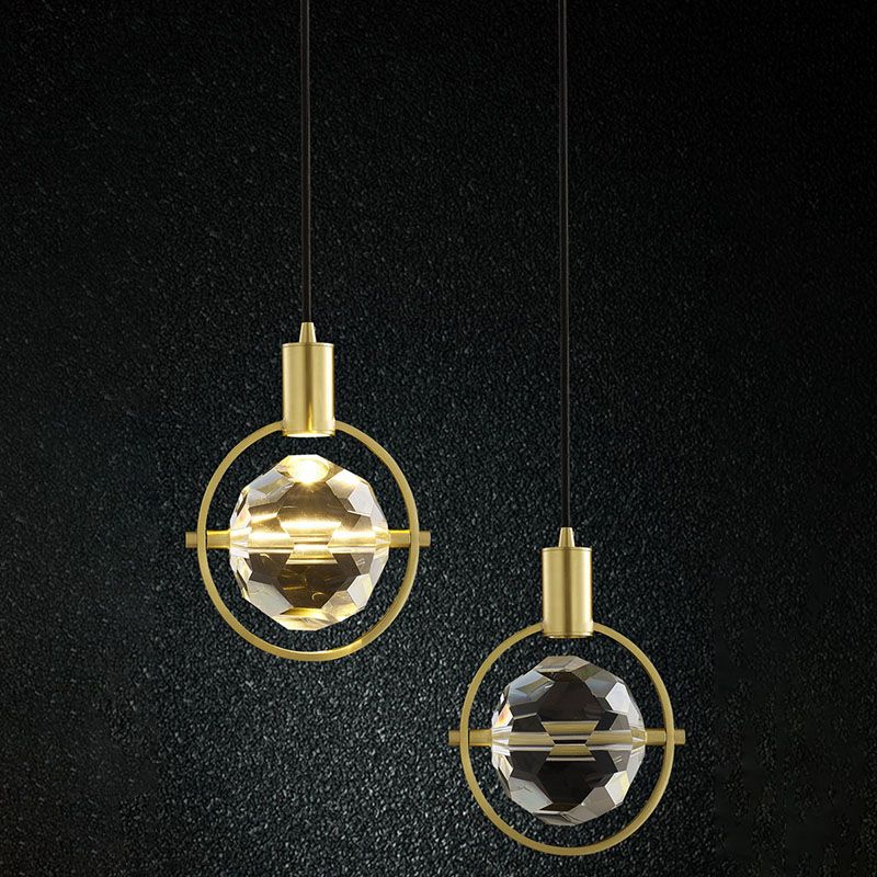 Suspension à balle à balle pendentif moderne des lumières suspendues en cristal simple pour le chevet