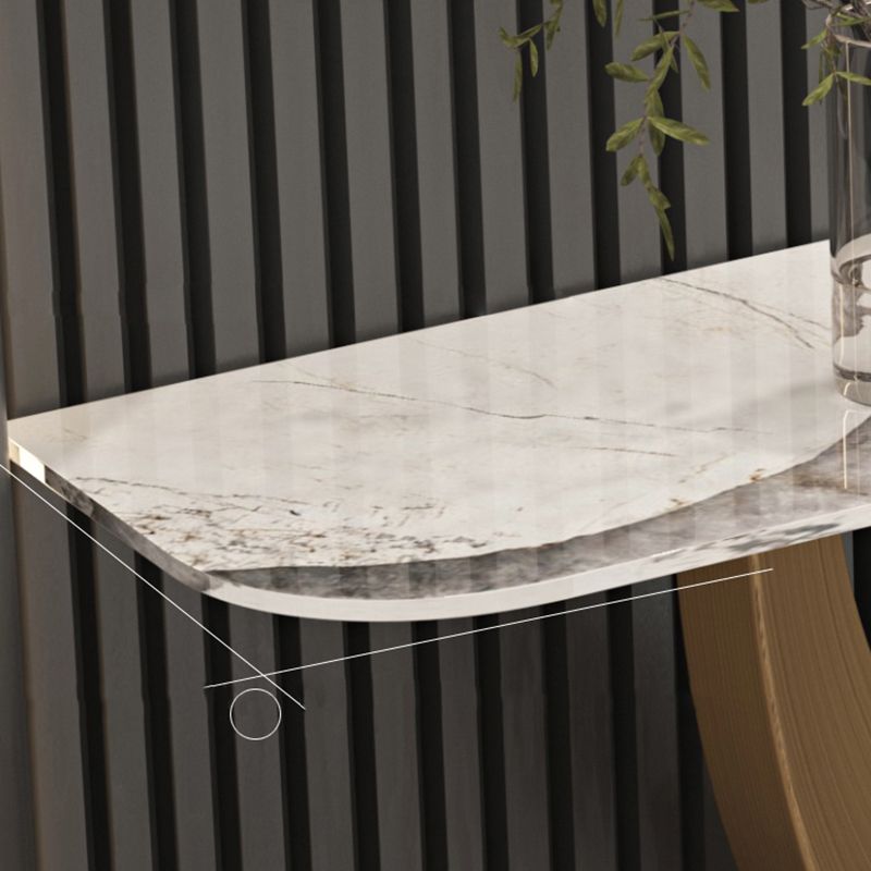 Stone Half Moon Console Table Modern 33.46" Tall Accent Table