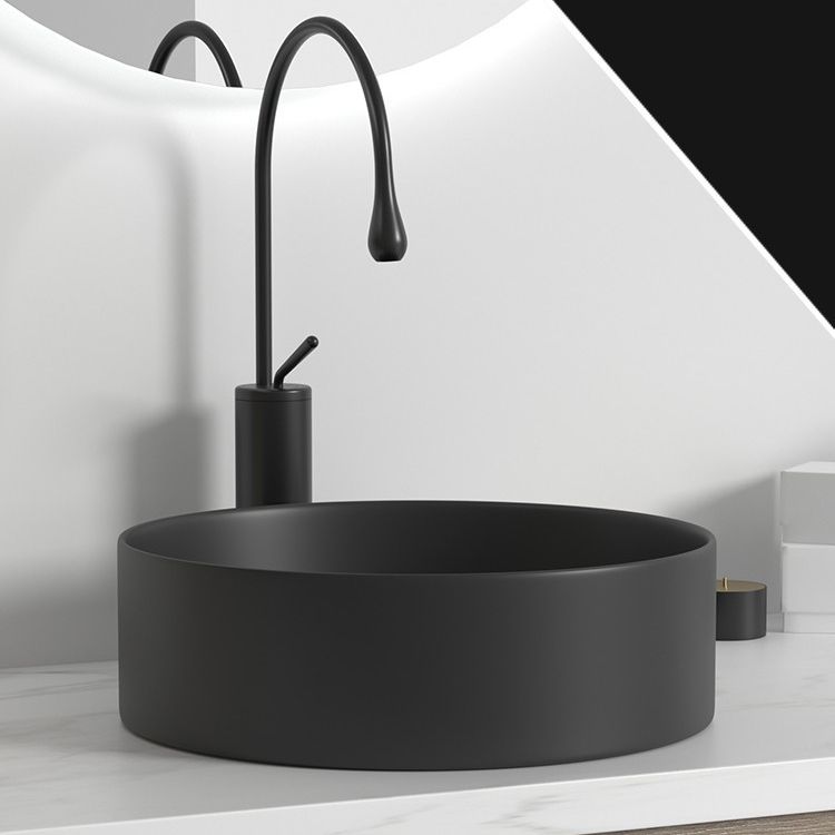 Modern Bathroom Sink Porcelain Round Wash Stand (Faucet Not Included )