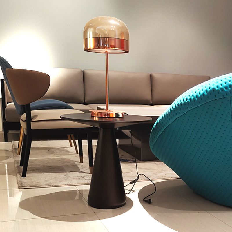 Round Pedestal Base Metal Table Medieval Modern Style Side Table
