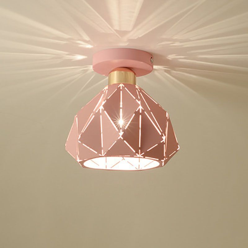 Modern Creative Iron Flush Mount Geometric 1-Light Ceiling Light for Bedroom
