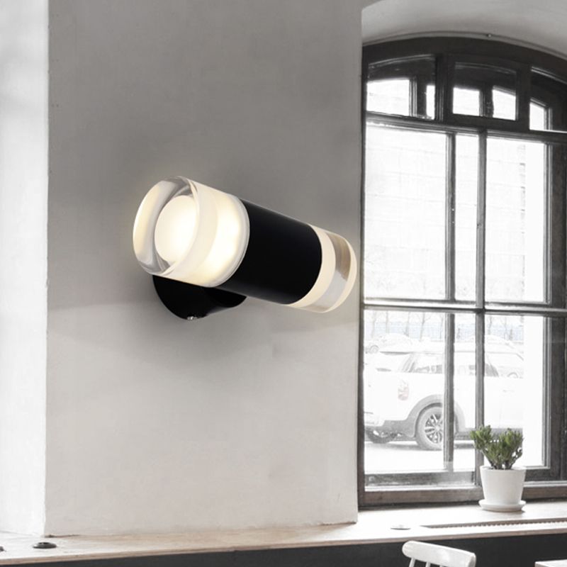 Metal Tube Sconce Minimalist 2 Heads Wall Mounted Light Fixture in Black for Living Room