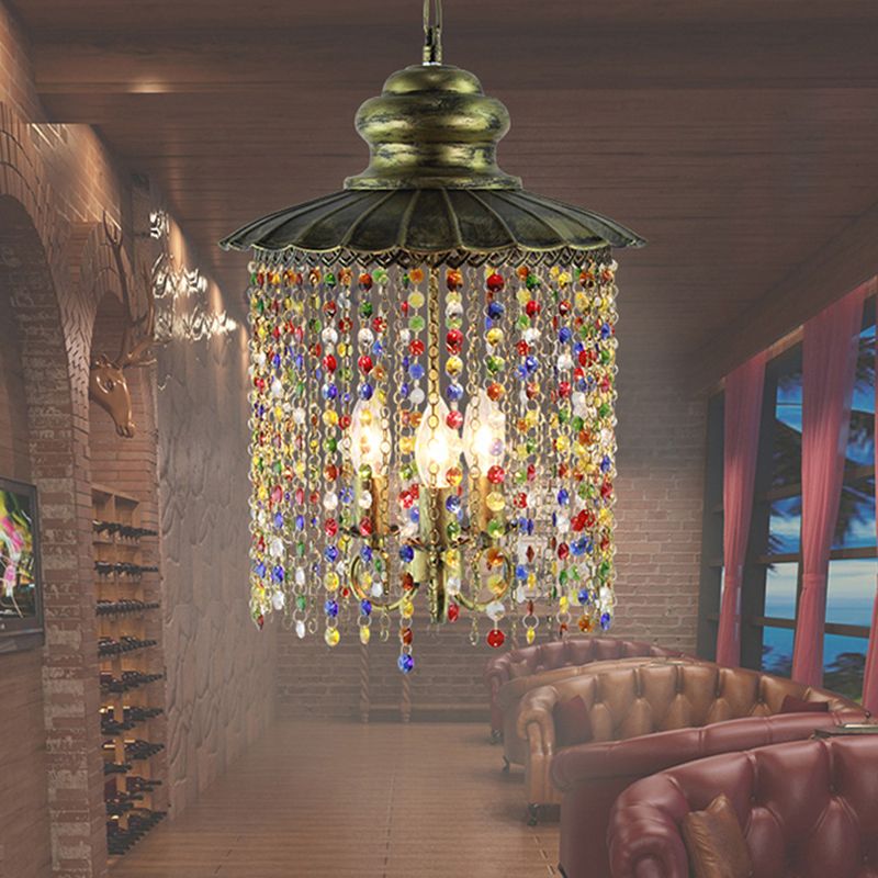 Metal Cascading Chandelier Light Fixture Decorative 3 Heads Restaurant Suspension Pendant in Bronze