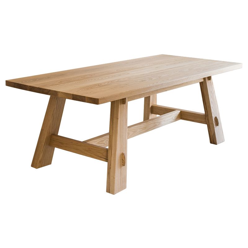 Einfache massive Holzküche Esstisch Khaki Rechteck Form Esstisch mit Trestle Basis