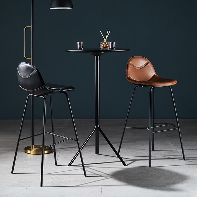 Low Back Bar & Counter Stool Bucket Industrial Quilted Leather Counter Stool