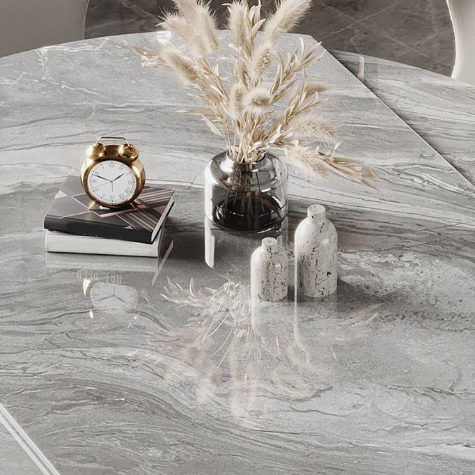 Modern Style Dining Round Table Sintered Stone Table with Metal Legs for Home