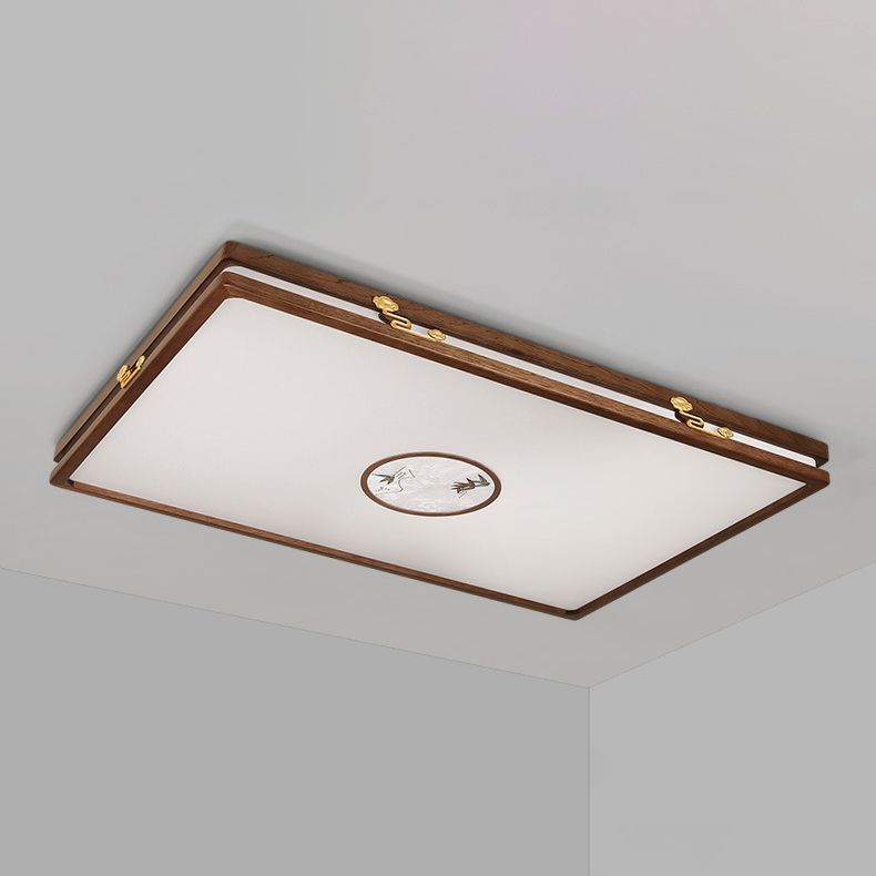 Modern Geometric LED Ceiling Lamp Wood Flush Mount for Balcony Dining Room
