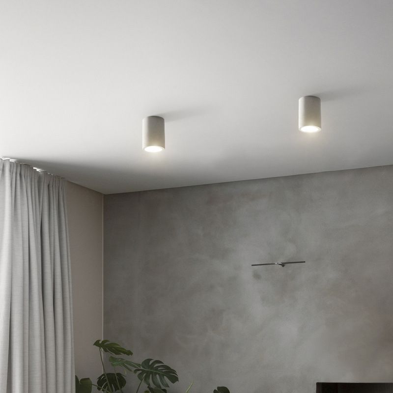 Modern LED Ceiling Flush Cylinder Black / White Cement Flush Mount