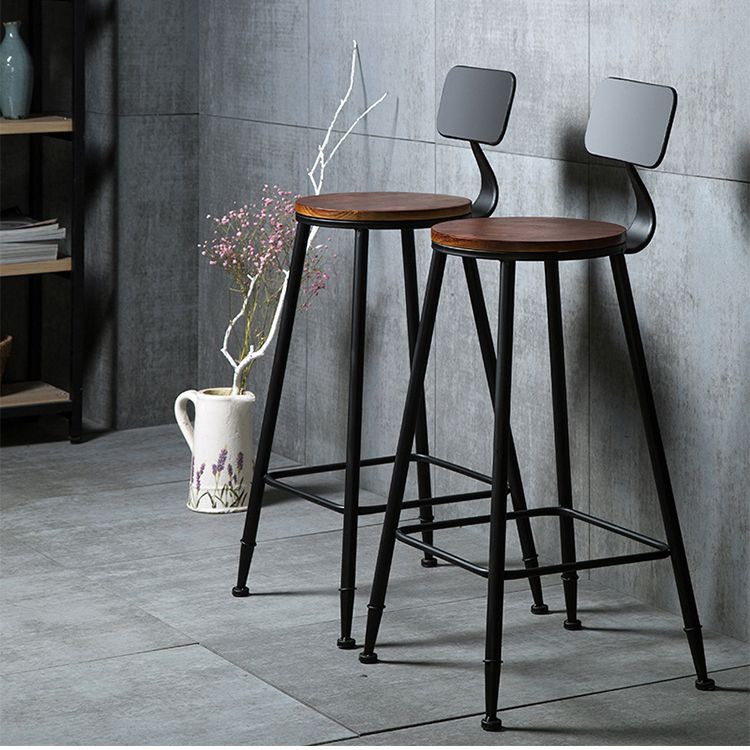 Industrial Style Backrest Counter Stool Iron Cafe Bar Stool with Seat and Pedal
