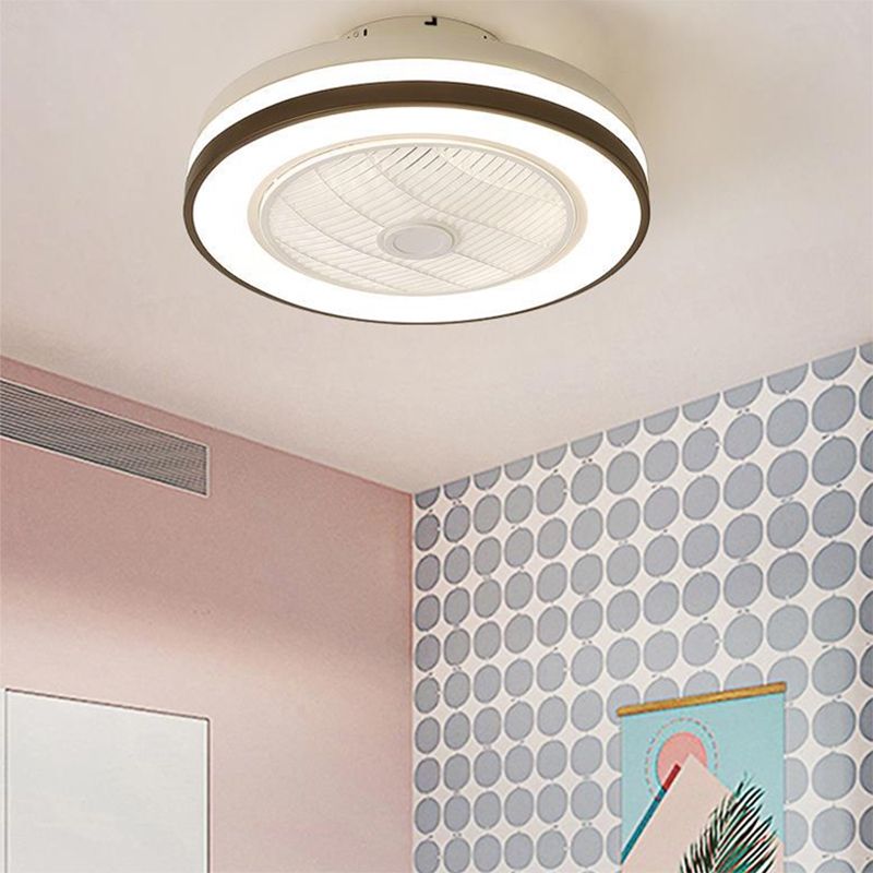 Nordische, trommelförmige Deckenventilator Lampe Metall Esszimmer LED Semi Flush Light mit ausgehöhltem Design