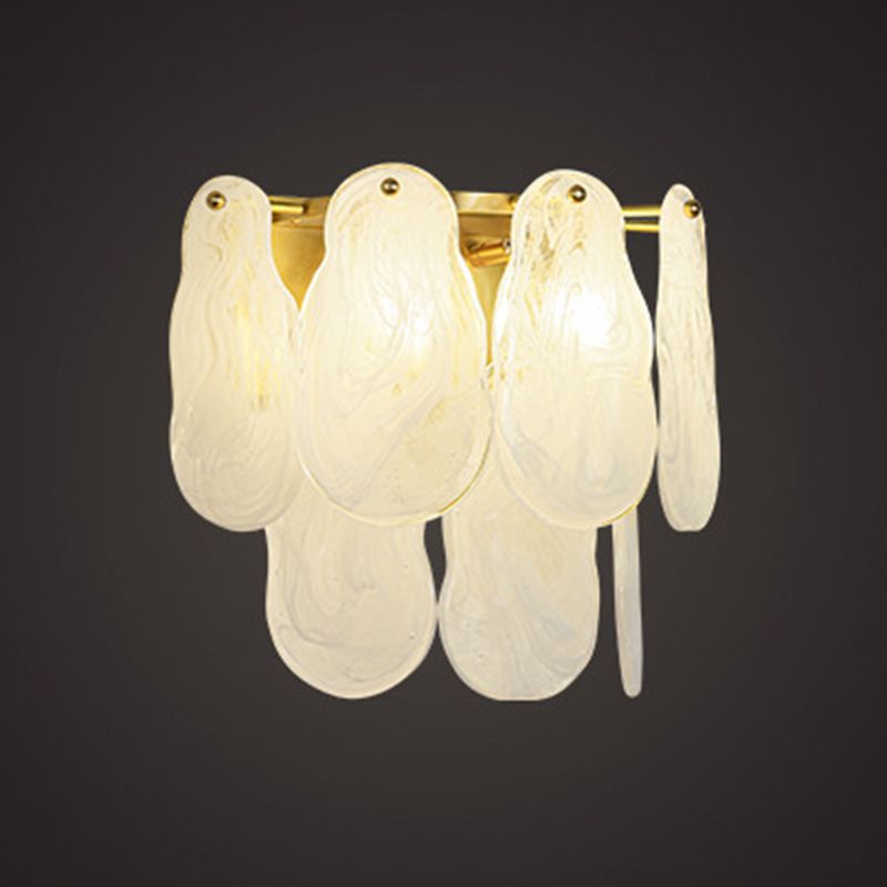 Solid Brass and Glass 2 - Light Wall Sconce in Gold Finish Modern Wall Light