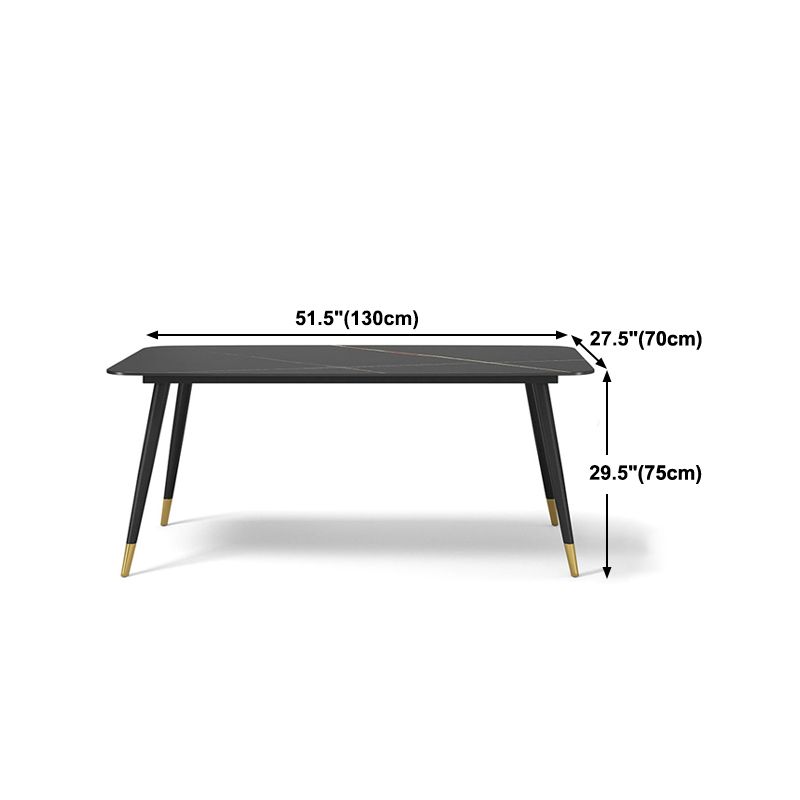 Industrial Sintered Stone Table for Restaurant Rectangle Black Kitchen Table with 4 Legs
