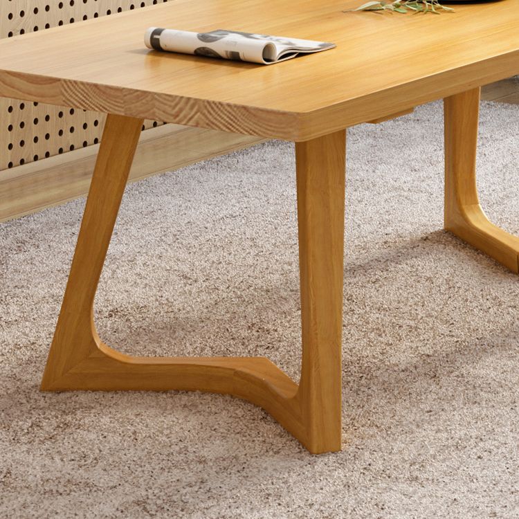 Rectangle Wood Color Dining Table Pine Solid Wood Table Modern with Double Pedestal