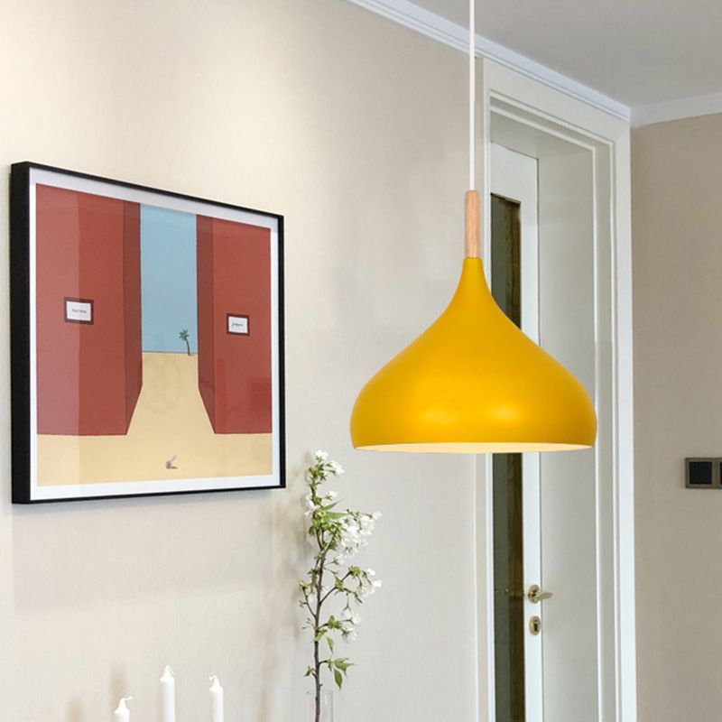 Nordic Style Macaroon Hanging Light Metal Teardrop Shade Single Bulb Pendant Lamp with 39.3" Adjustable Suspension Wire