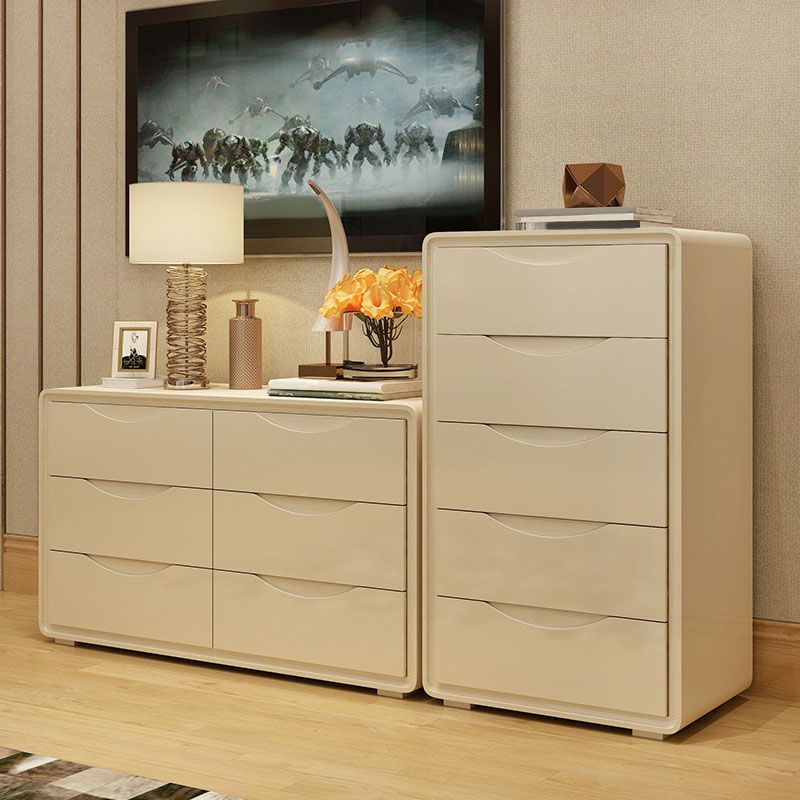 16" W White Wooden Storage Chest Modern Storage Chest Dresser with Drawers