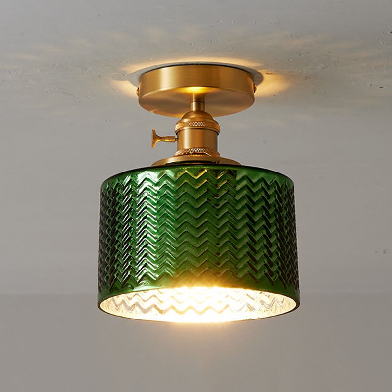 Modern Semi Flush Ceiling Light Fixture Nordic Style Glass Ceiling Flush Mount Lamp