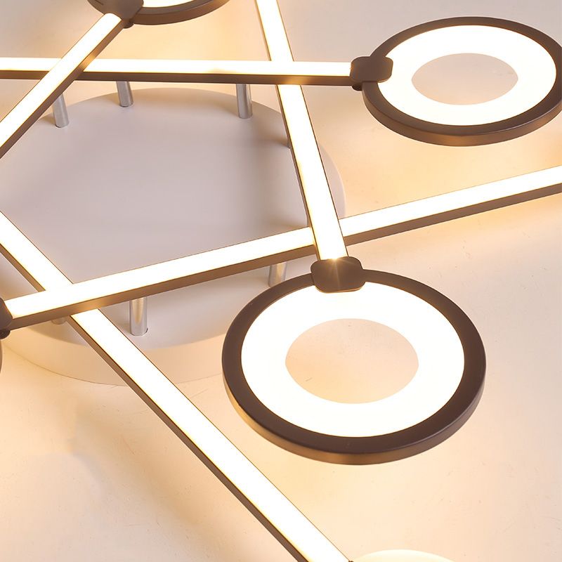 31,5"/39" W gekreuzte Deckenbeleuchtung, moderne, stilvolle Acryl-LED-Einbauleuchte in Schwarz mit warmem/weißem Licht