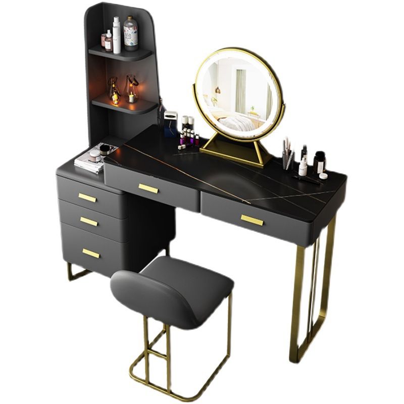 51.2" H Slate Vanity Makeup Desk with Storage Shelves and 5-Drawer