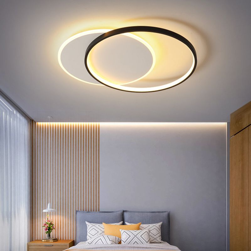 Black and White Geometric Surface Mounted LED Ceiling Light Nordic Acrylic Flush Light for Study Room