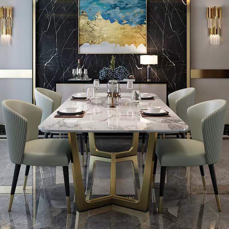 Contemporary Sintered Stone Dining Table Set 1/4/5/6/7 Pieces Dining Set for Home