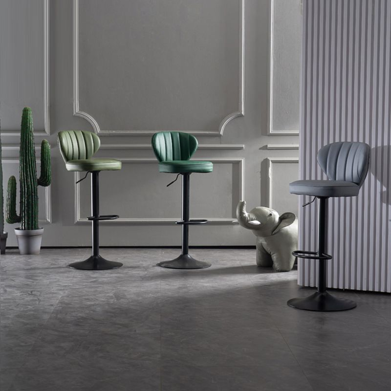 Modern Adjustable Height Swivel Stool Leather Upholstered Stool