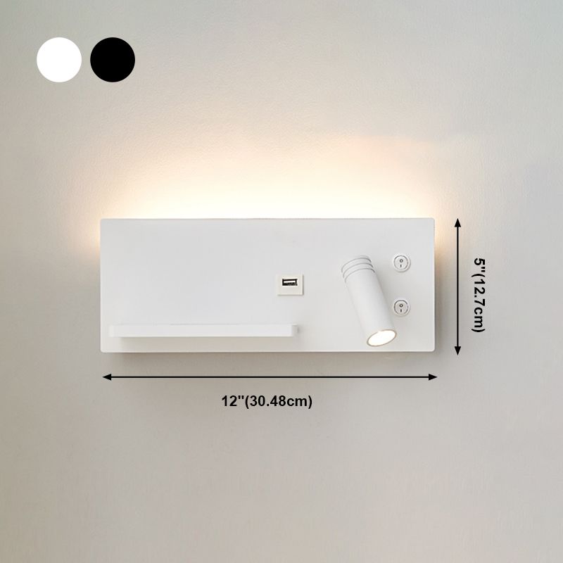 2 Lights Square Reading Wall Lighting Modern Style Metal Wall Mounted Light Fixture