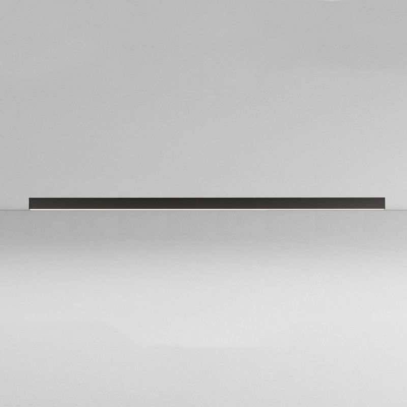 Metal Linear Shape Flush Ceiling Light Modern Style 1 Light Flush Mount Lighting in Black