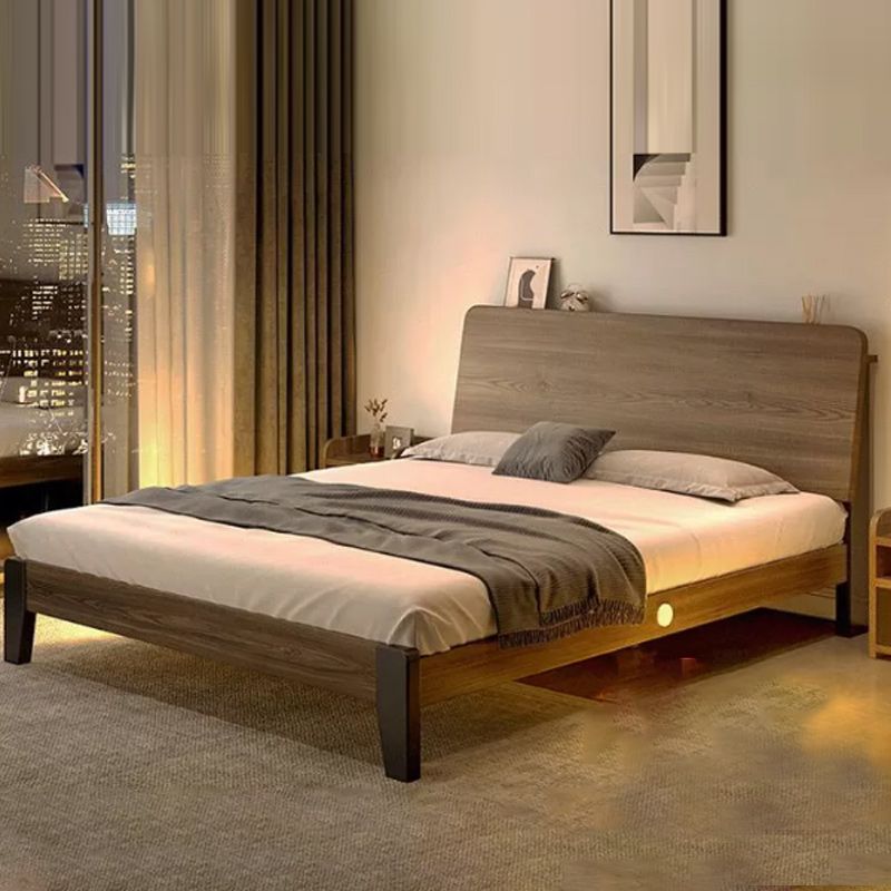 Contemporary Wood Mattress Included with Headboard Rectangular Panel Bed
