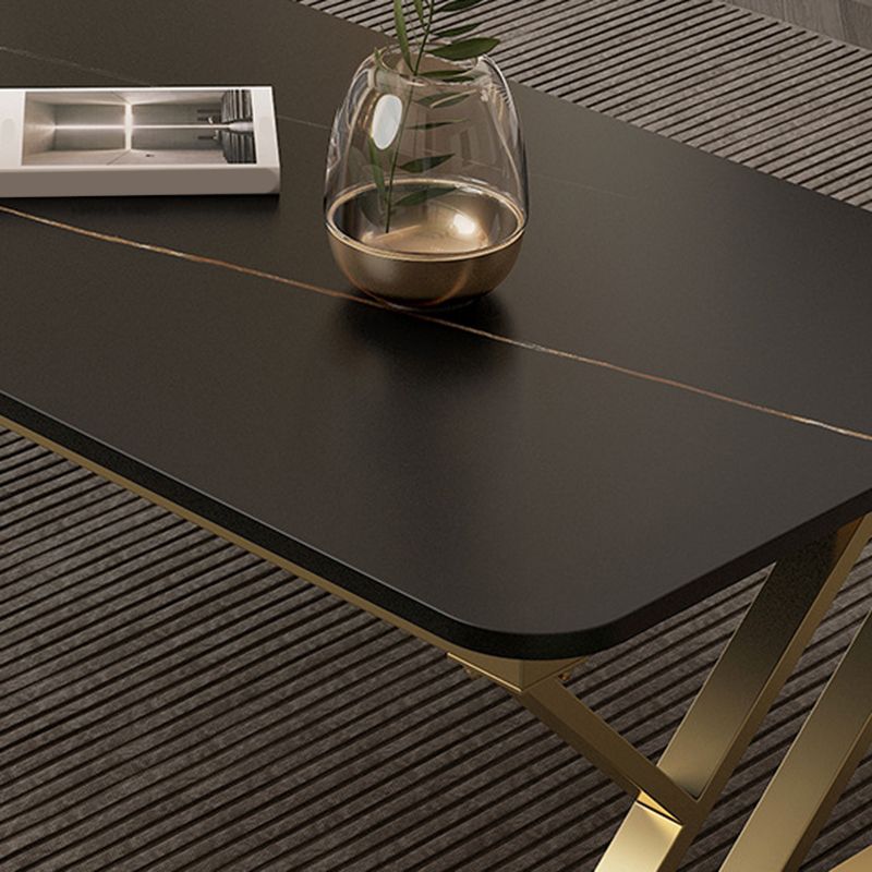 17.7" Tall Glam White/ Grey Slate Top Coffee Table for Living Room