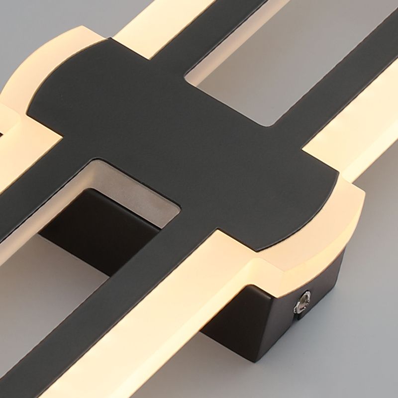 Cronique en métal simple contemporain Lumière murale à LED noire pour chambre à coucher