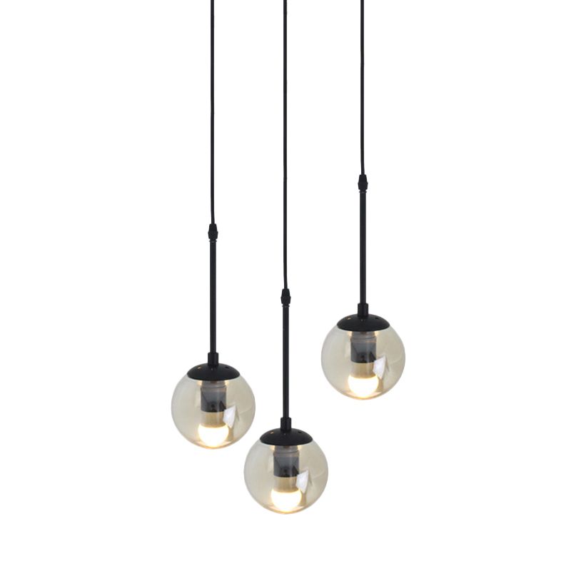 Clear Glass Black Cluster Pendant Light Globe 3/5/10 Heads Industrial Hanging Lamp Kit with Linear/Round Canopy