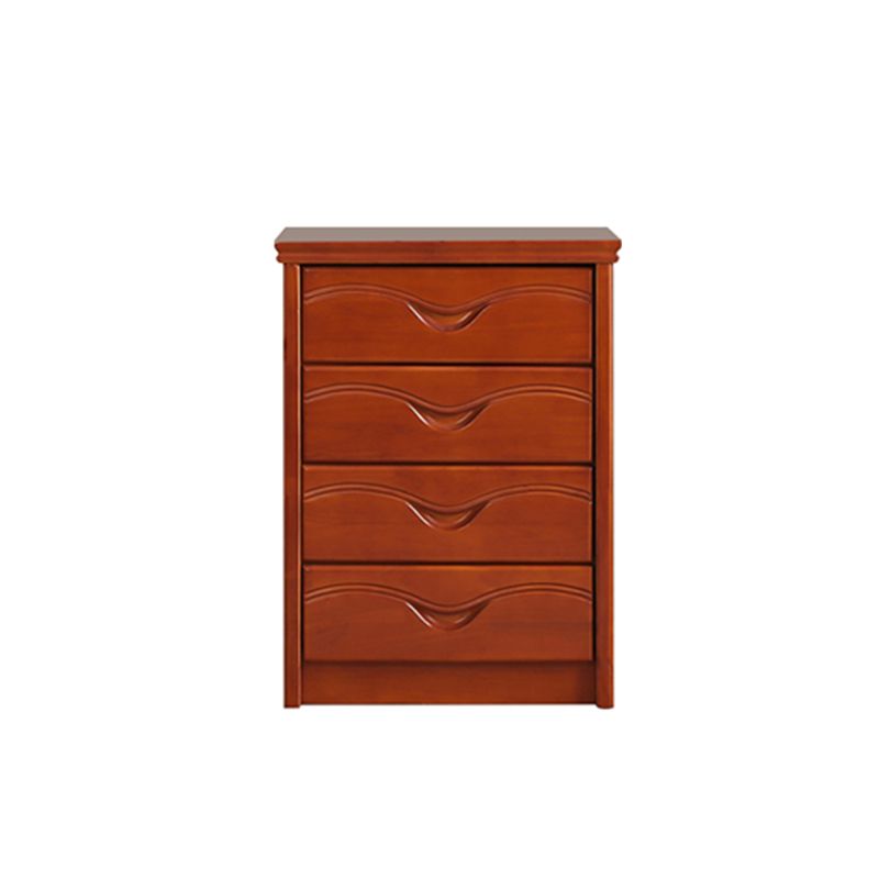 Mid-Century Modern Brown Accent Chest with Drawers Chest in Rubberwood