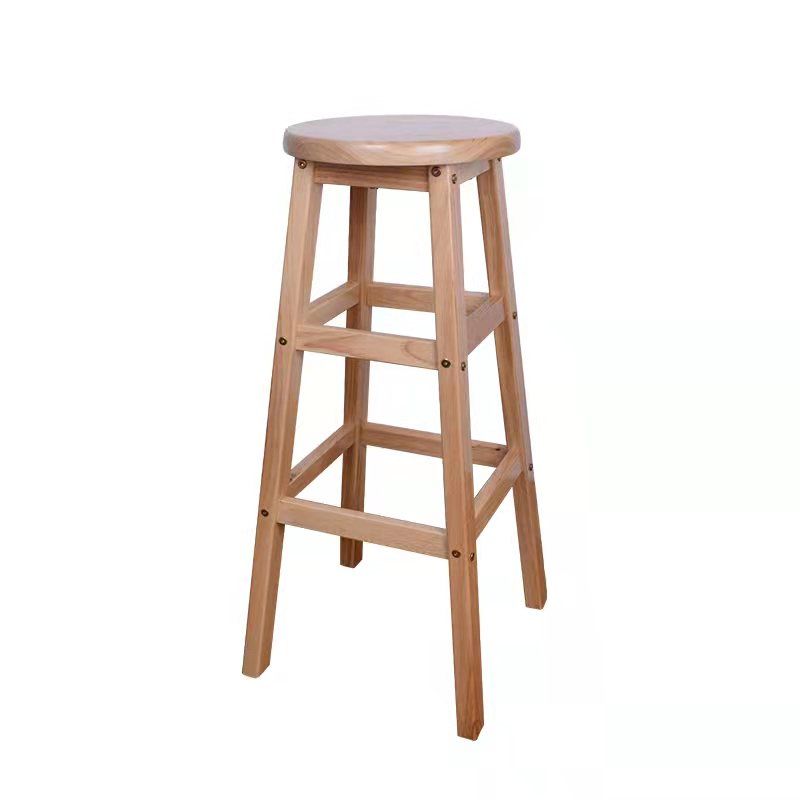 Modern Armless Backless Counter Stool Wood Bar Stool with Footrest
