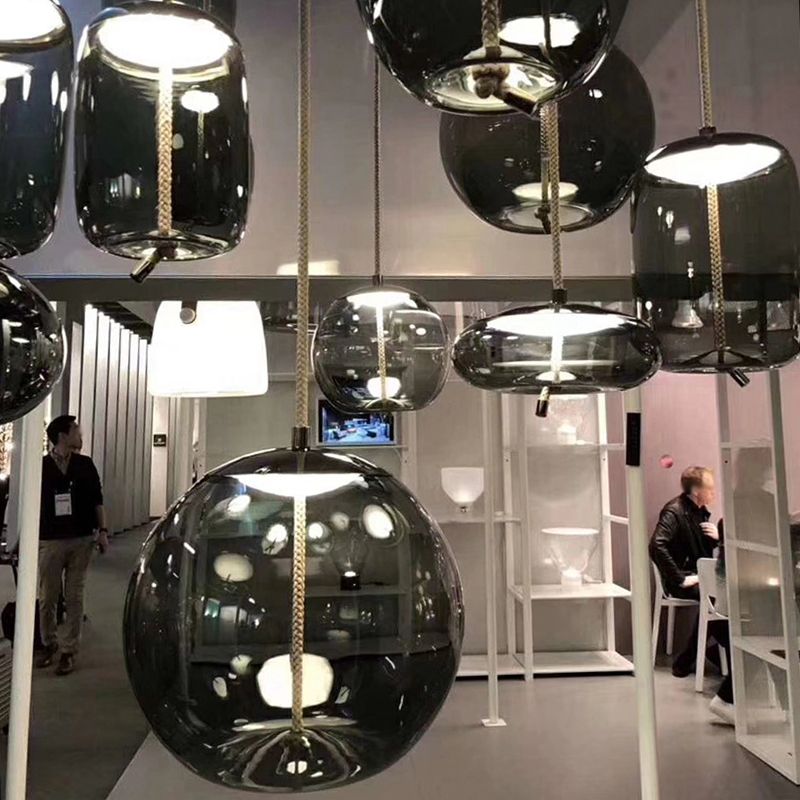 1 Light Mason Jar Pendant Light Modern Hand Blown Glass Shade Hanging Lamp for Living Room