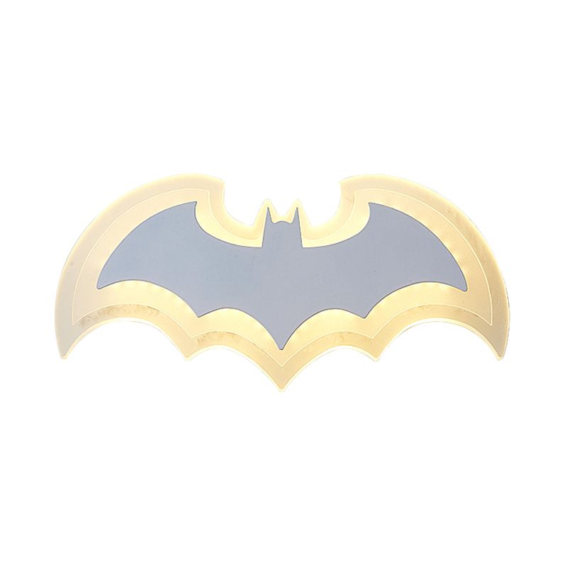 Cool Bat Shaped Wall Light Modern Style Acrylic Metal Wall Lamp in White for Boys Bedroom
