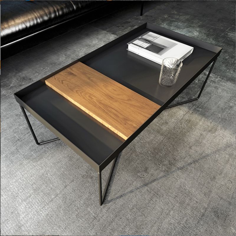 Mid-Century Modern Cross Legs Metal Square/Rectangular Single Coffee Table