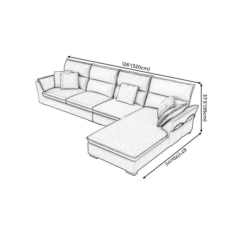 Modern Pillow Top Arm Sofa 37.4"High 4-seat Cushion Back Sectionals with Storage