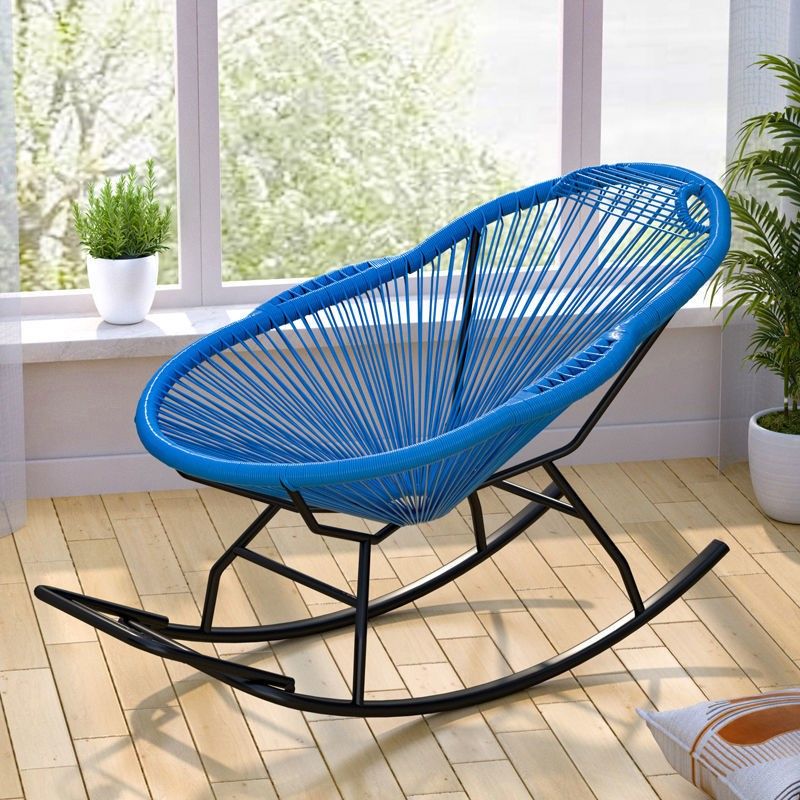 Contemporary Wicker Rocking Chair Color Block Indoor Rocker Chair