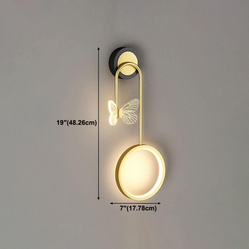Modern Metal Wall Light Geometric LED Wall Sconce with Butterfly for Bedroom